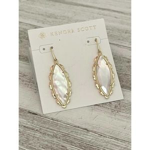 Genevieve Gold Drop Earrings in Ivory Mother-of-Pearl